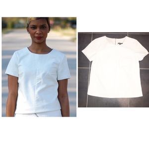 Express Faux White Leather short Sleeve Top-XS EUC